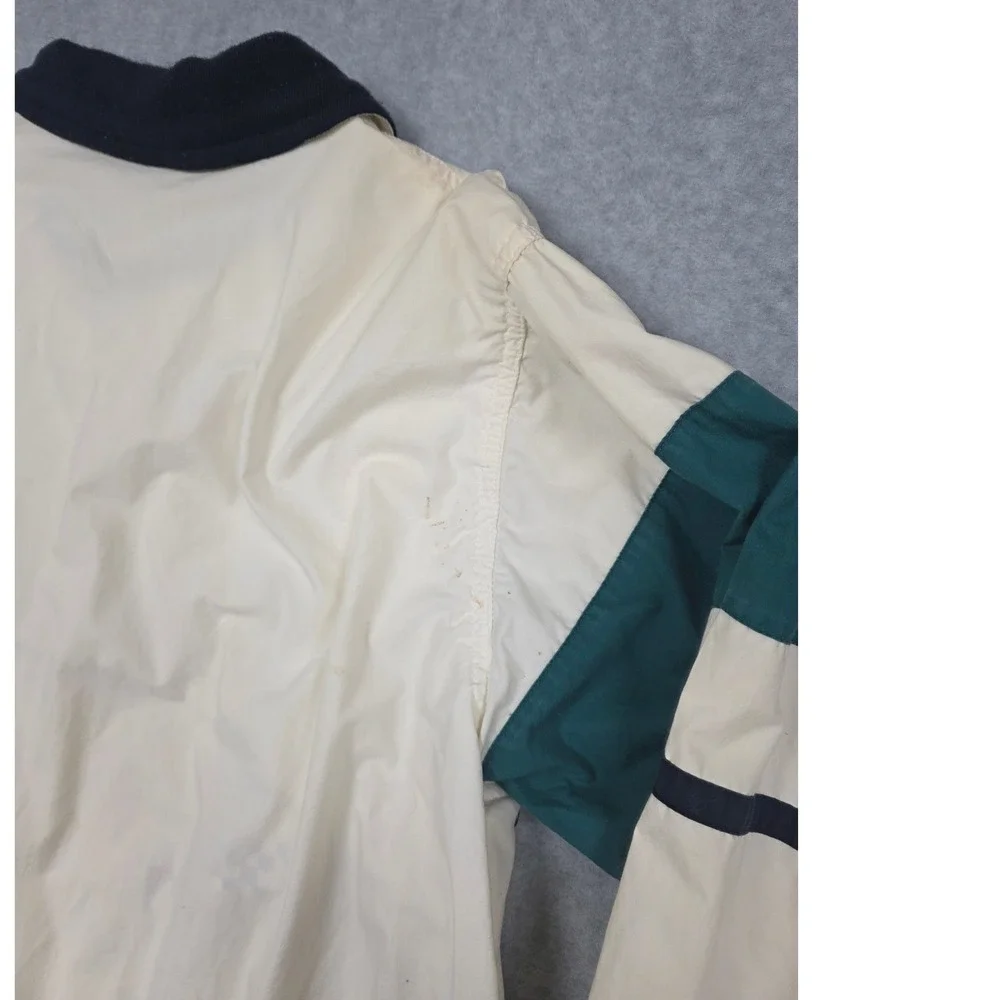 Vintage 90s Nautica Windbreaker Jacket Men's Large Cream Colorblock Retro Sporty